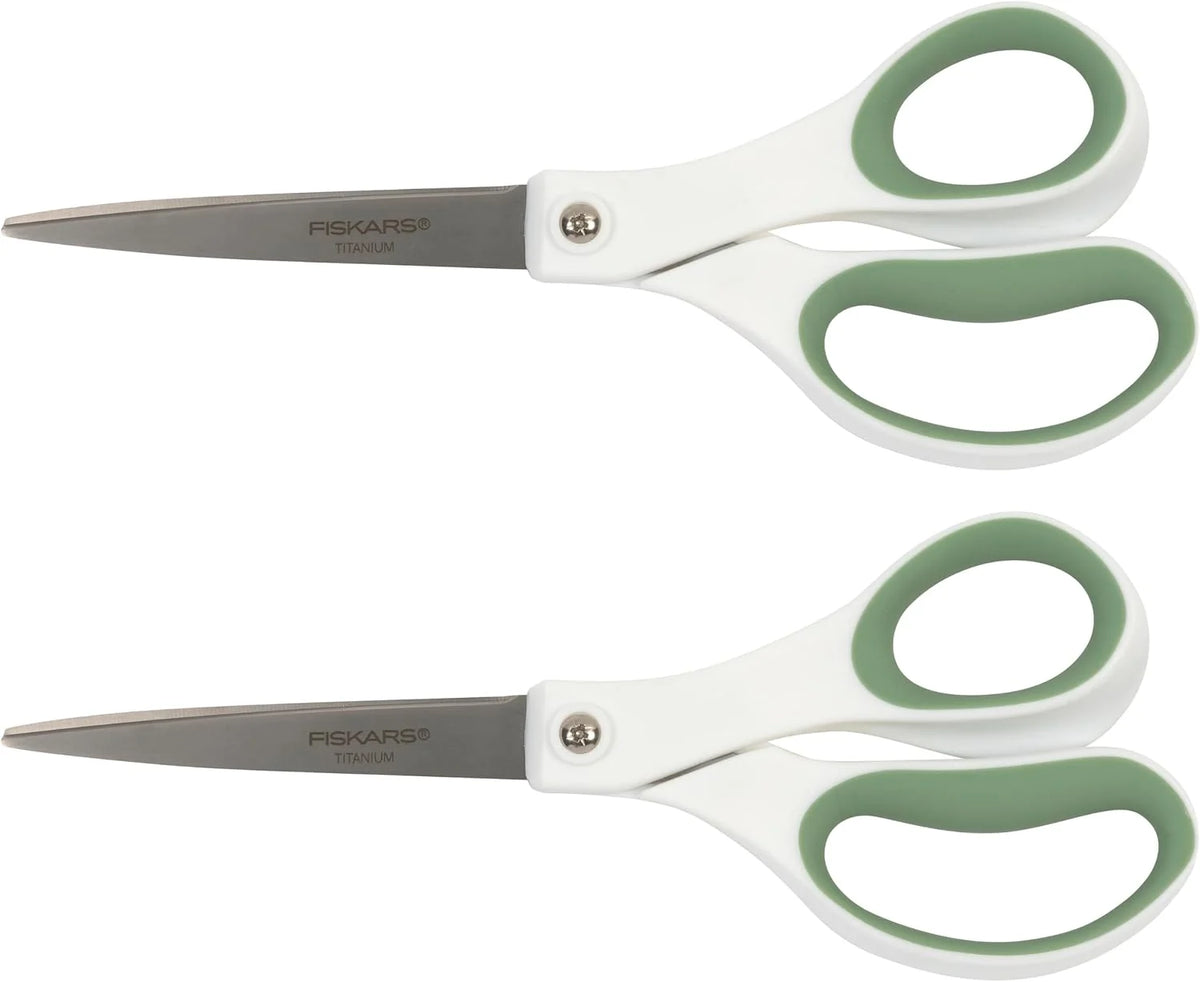 Fiskars 8" Everyday Titanium SoftGrip All Purpose Scissors, 2-Pack