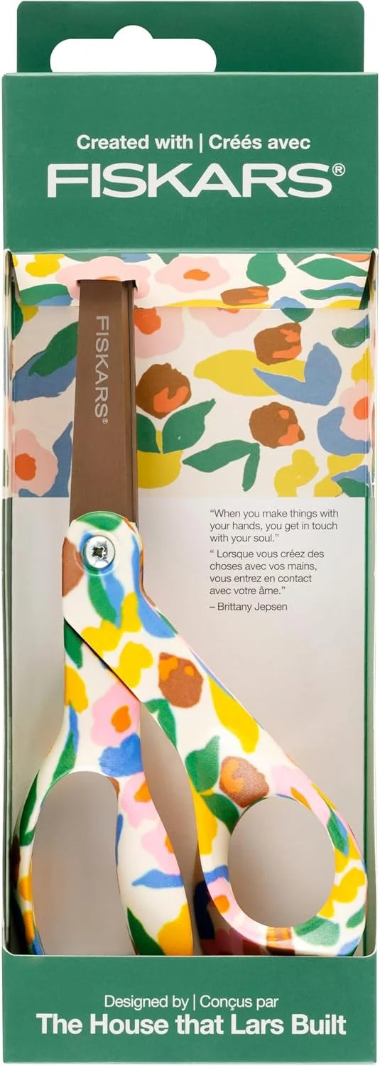 Fiskars 8" Designer All Purpose Stainless Steel Scissors, Playful Posies