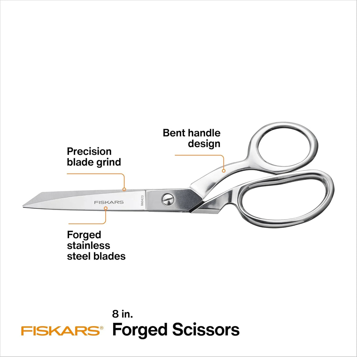 Fiskars 8" Bent Forged Stainless Steel Fabric & Sewing Scissors