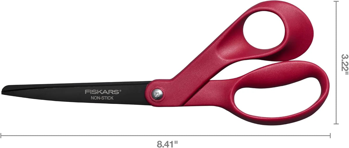 Fiskars 8" Non-Stick Designer Explore Collection Scissors, Wild Cherry