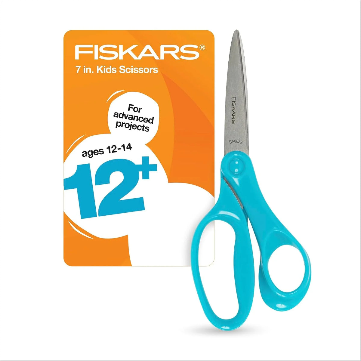 Fiskars 7" Student Scissors for Kids Ages 12-14, School & Crafts, Turquoise