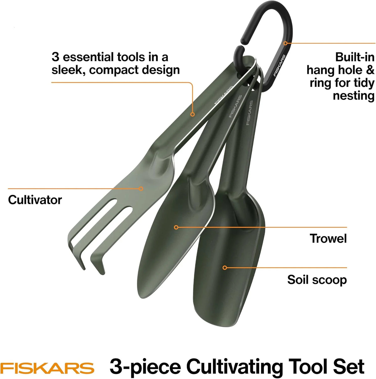 Fiskars 3-Piece House Plant Cultivating Tool Set for Indoor Gardening