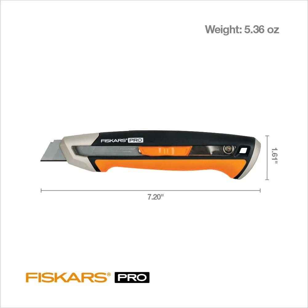 Fiskars Pro Snap-Off Utility Knife, Accomodates 18mm Snap-Off Blades
