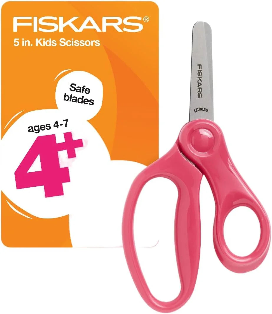 Fiskars 5" Kids Blunt-Tip Safety Scissors, Ages 4-7, Pink