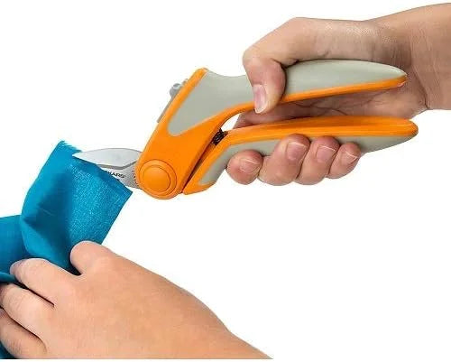 Fiskars Easy Action Rag Quilt Snip for Tabletop Cutting, Gray Orange, 8" (190600)