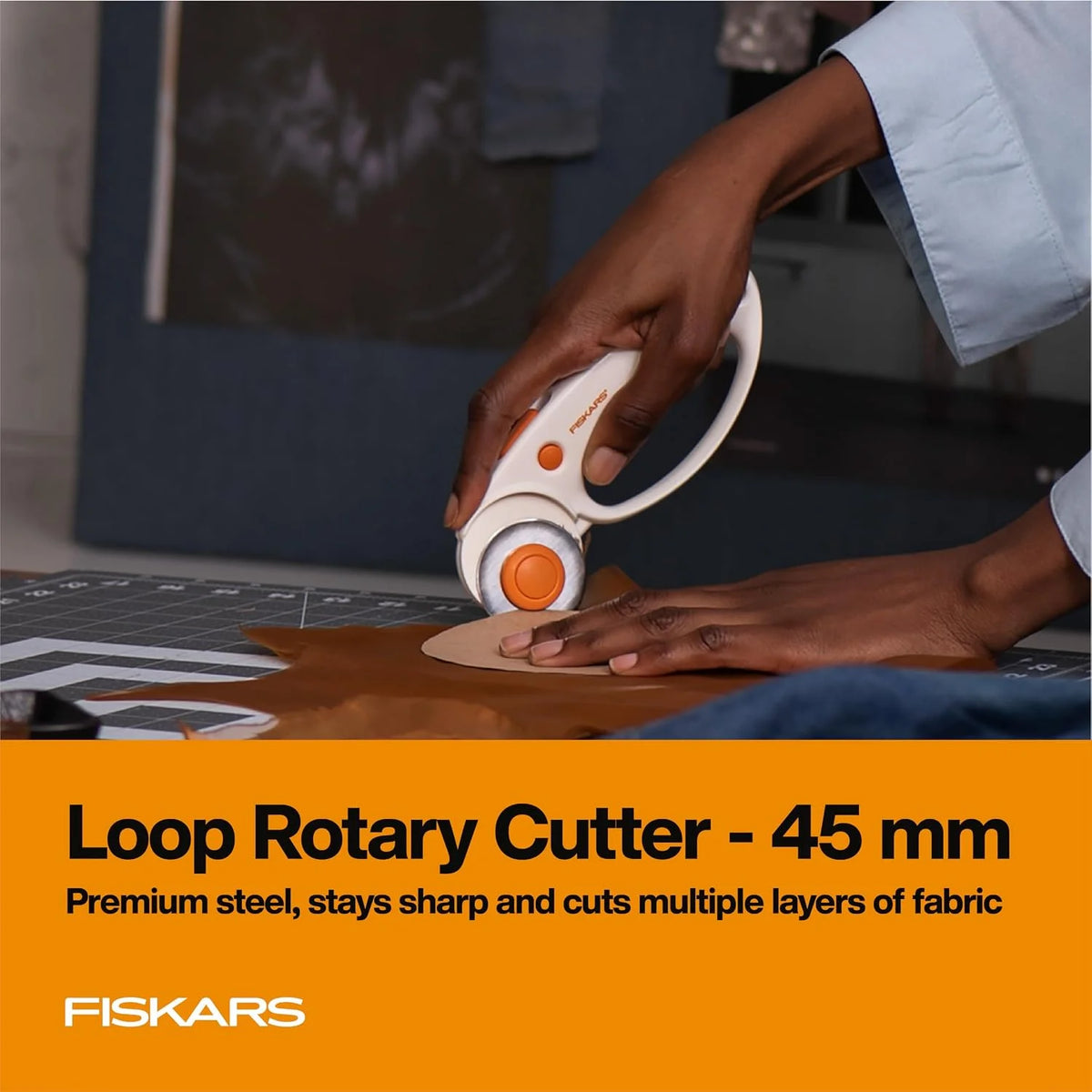 Fiskars 3-Piece Fabric Cutting Set, Rotary Cutter, Cutting Mat & Ruler