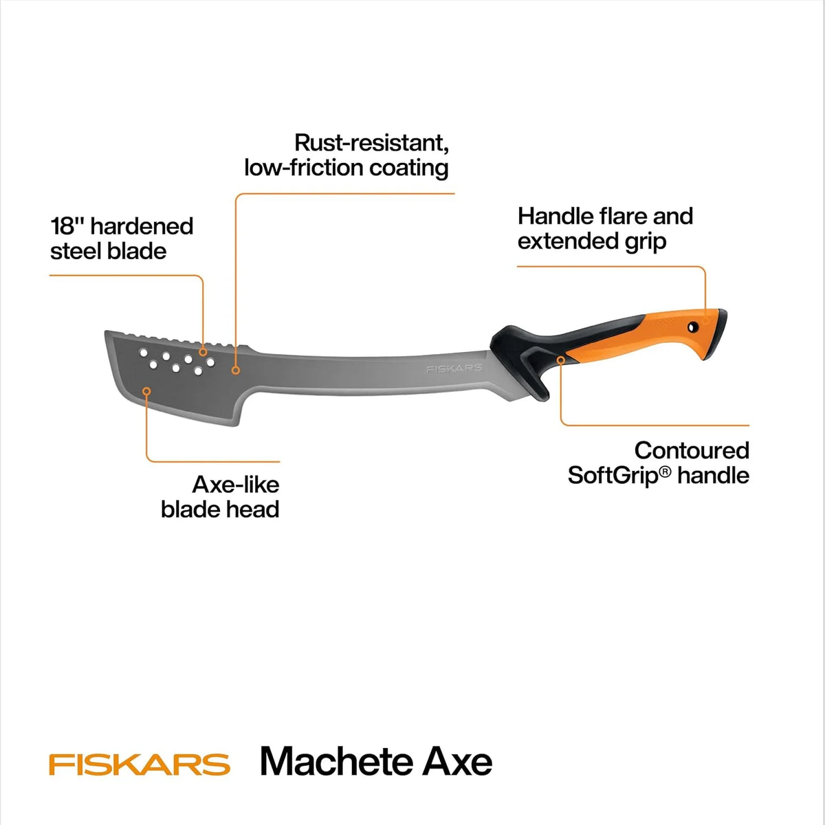 Fiskars 28" Heavy-Duty Machete Axe for Yard Work & Garden with Sheath
