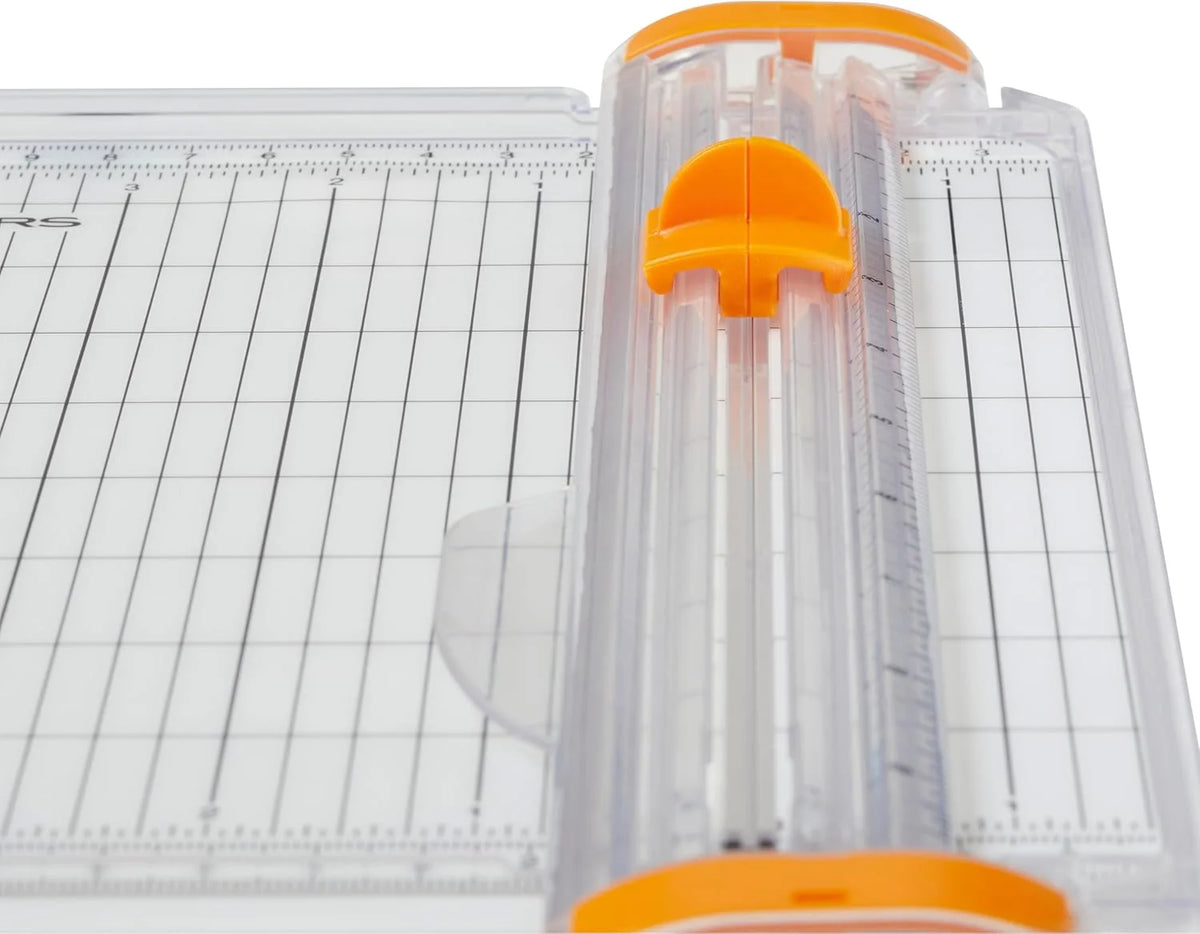 Fiskars SureCut Portable Paper Cutter, Precise Trimmer Tool, 9" Cut Length