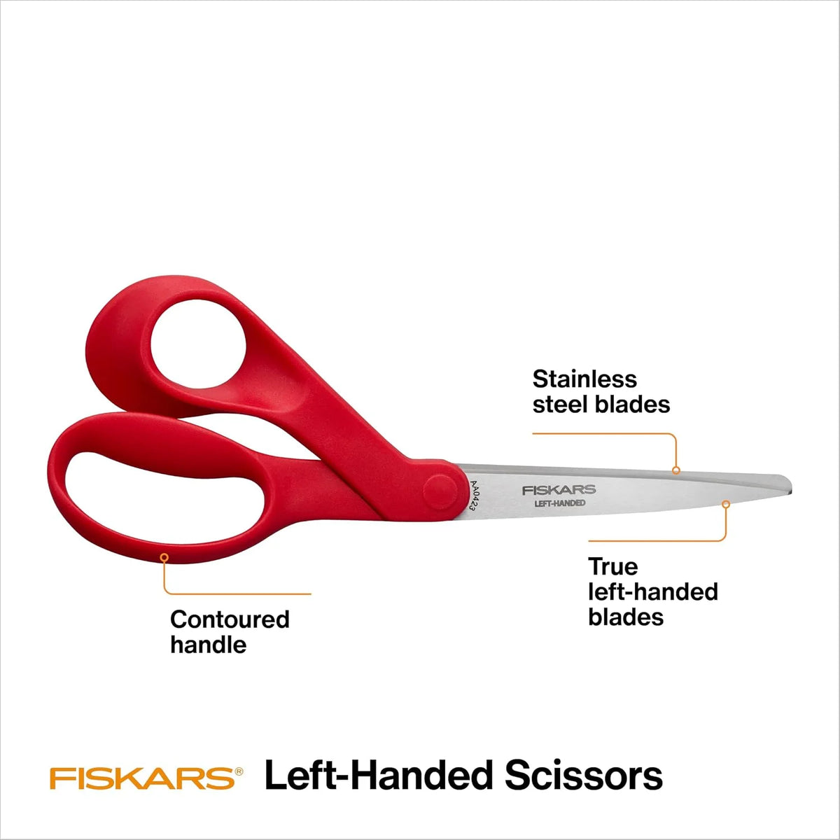 Fiskars 8" Left-Handed All-Purpose Scissors for Fabric & Crafts, Red