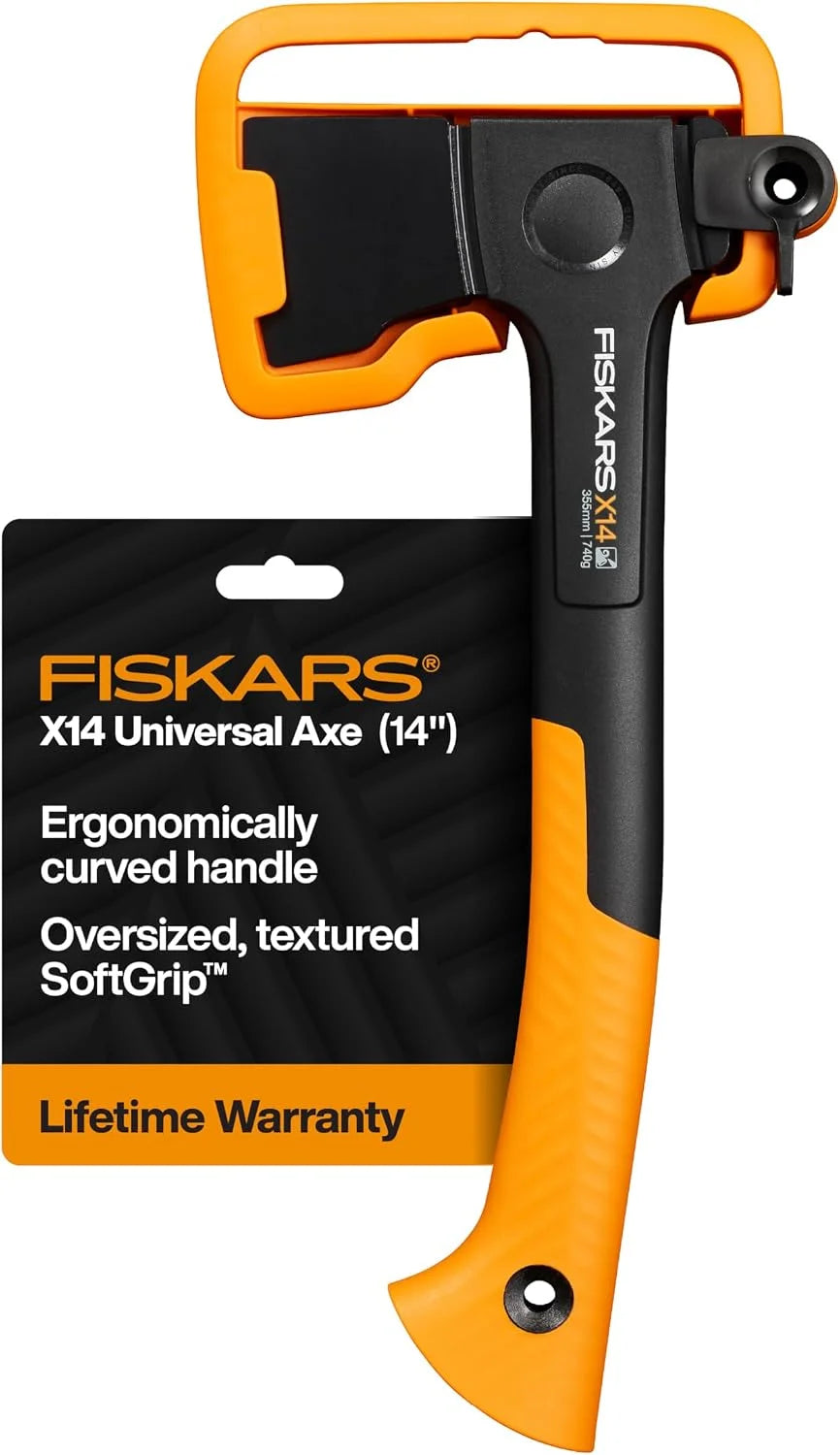 Fiskars X14 Universal Axe 14", Camping Hatchet for Chopping Wood Kindling