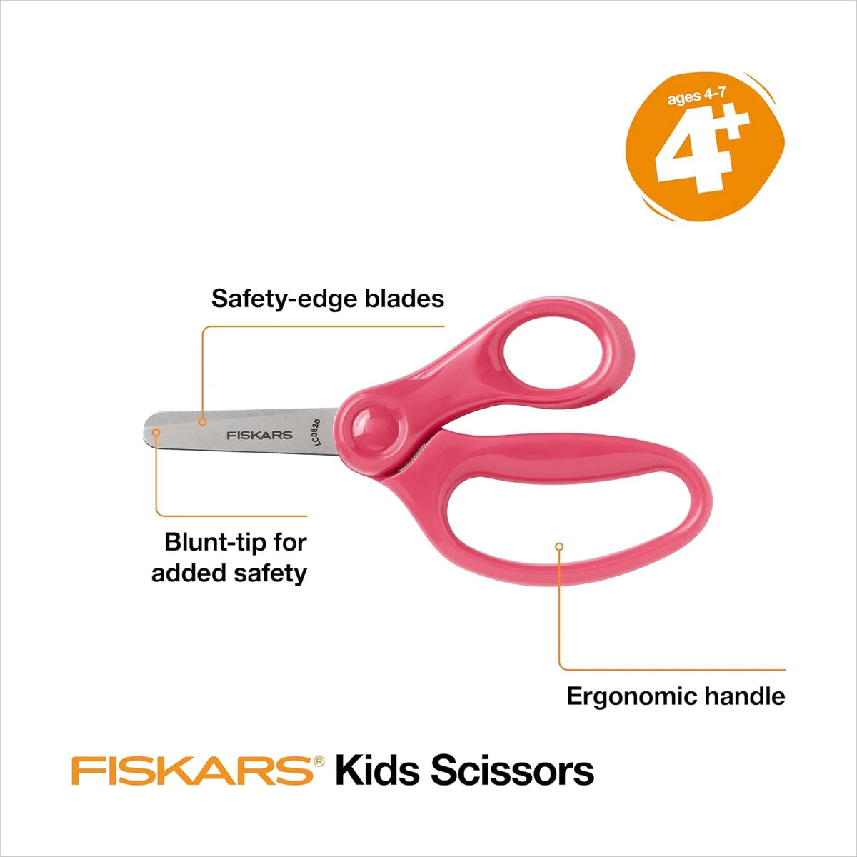 Fiskars 5" Kids Blunt-Tip Safety Scissors, Ages 4-7, Pink