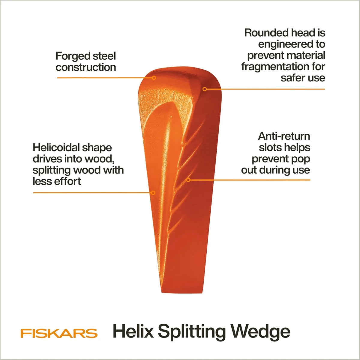 Fiskars 8.5" Helix Splitting Wedge for Large Logs, 4.8 lbs