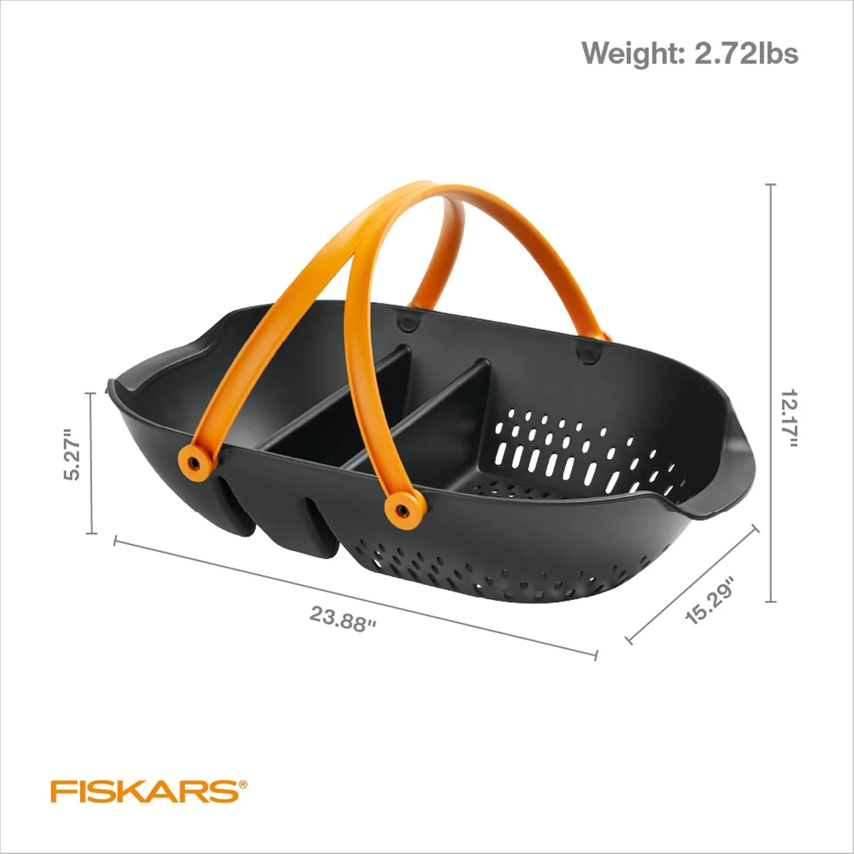 Fiskars Garden Harvest Basket with Tool Caddy, Container for Gardening