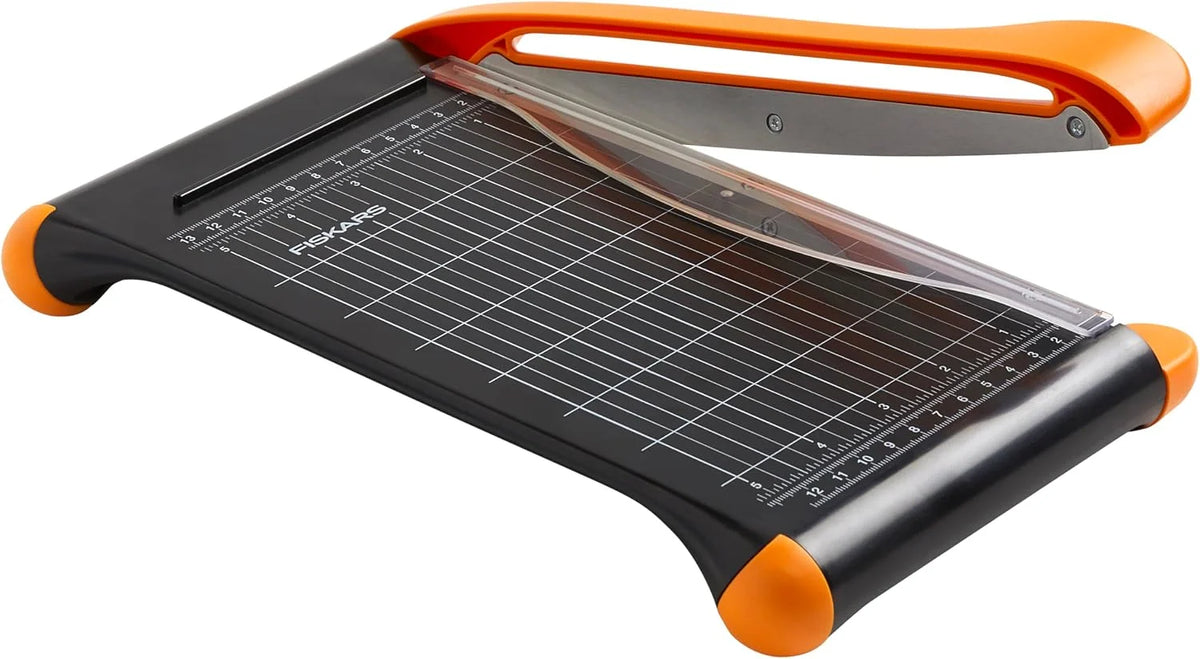 Fiskars 9" Recycled Bypass Guillotine Paper Cutter, Self-Sharpening Blade