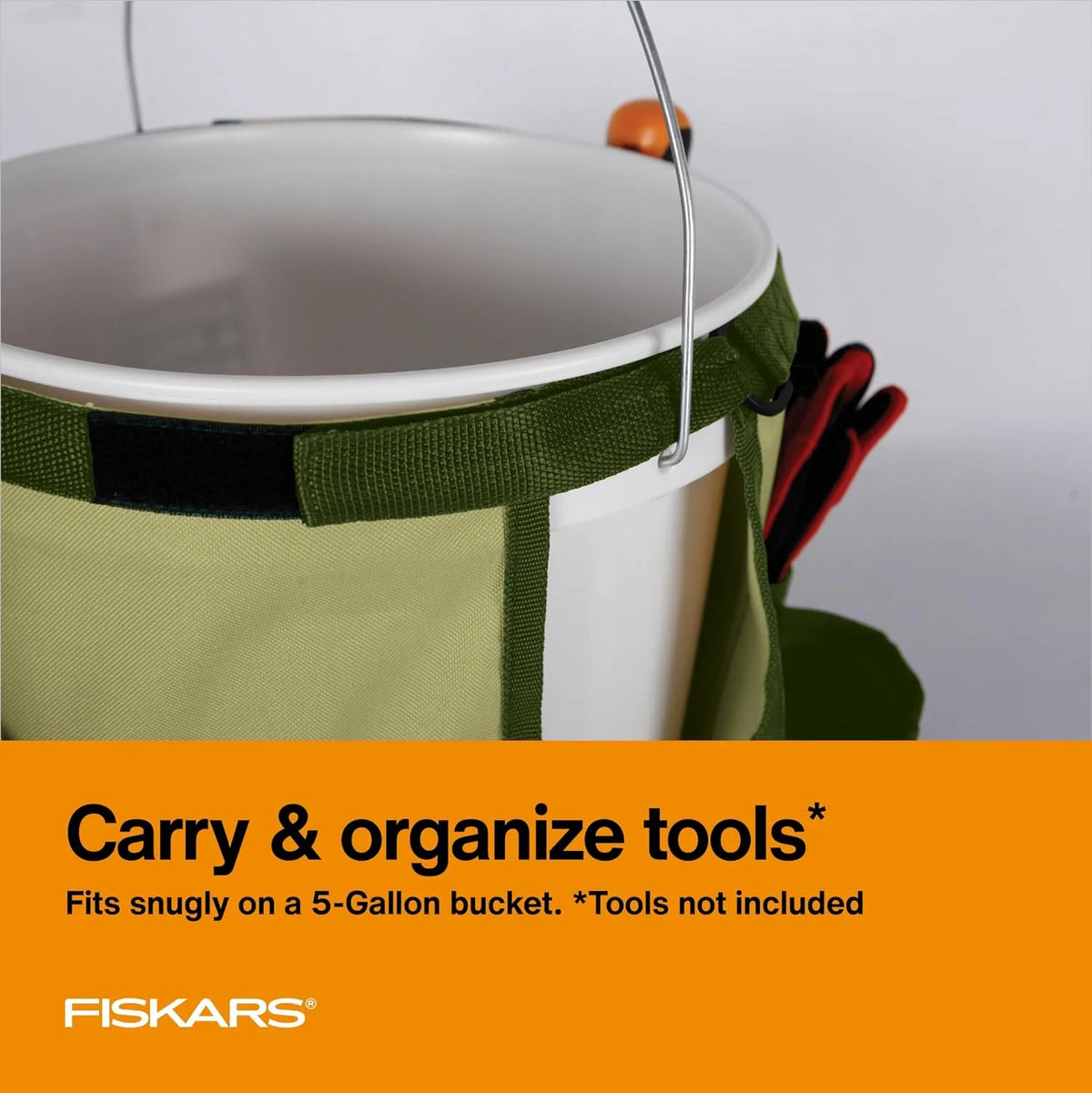 Fiskars 5 Gallon Garden Tool Bucket Caddy, Bucket & Tools Not Included,1 Count (Pack of 6)