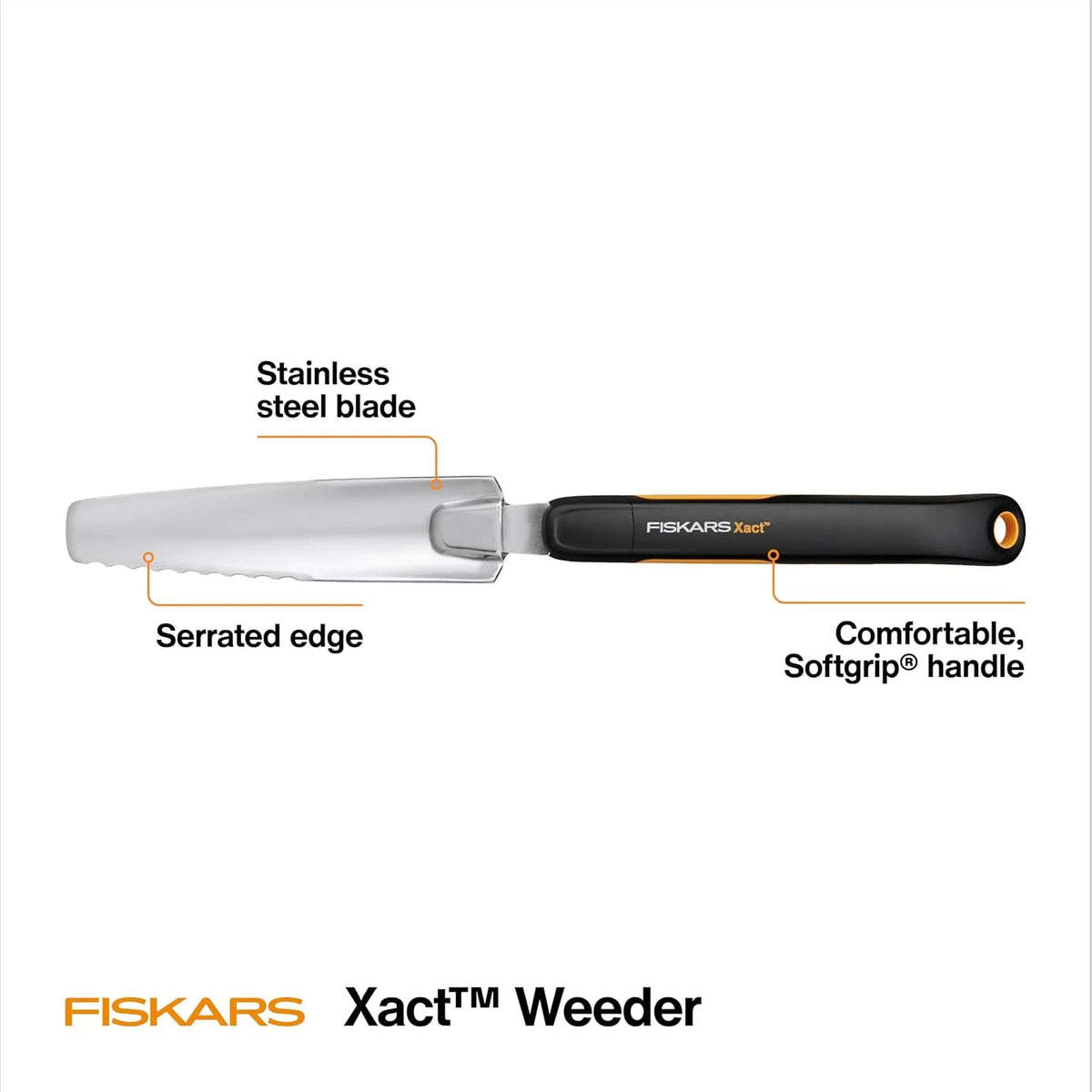 Fiskars Xact Hand Weeder, Stainless Steel Blade Garden Tool