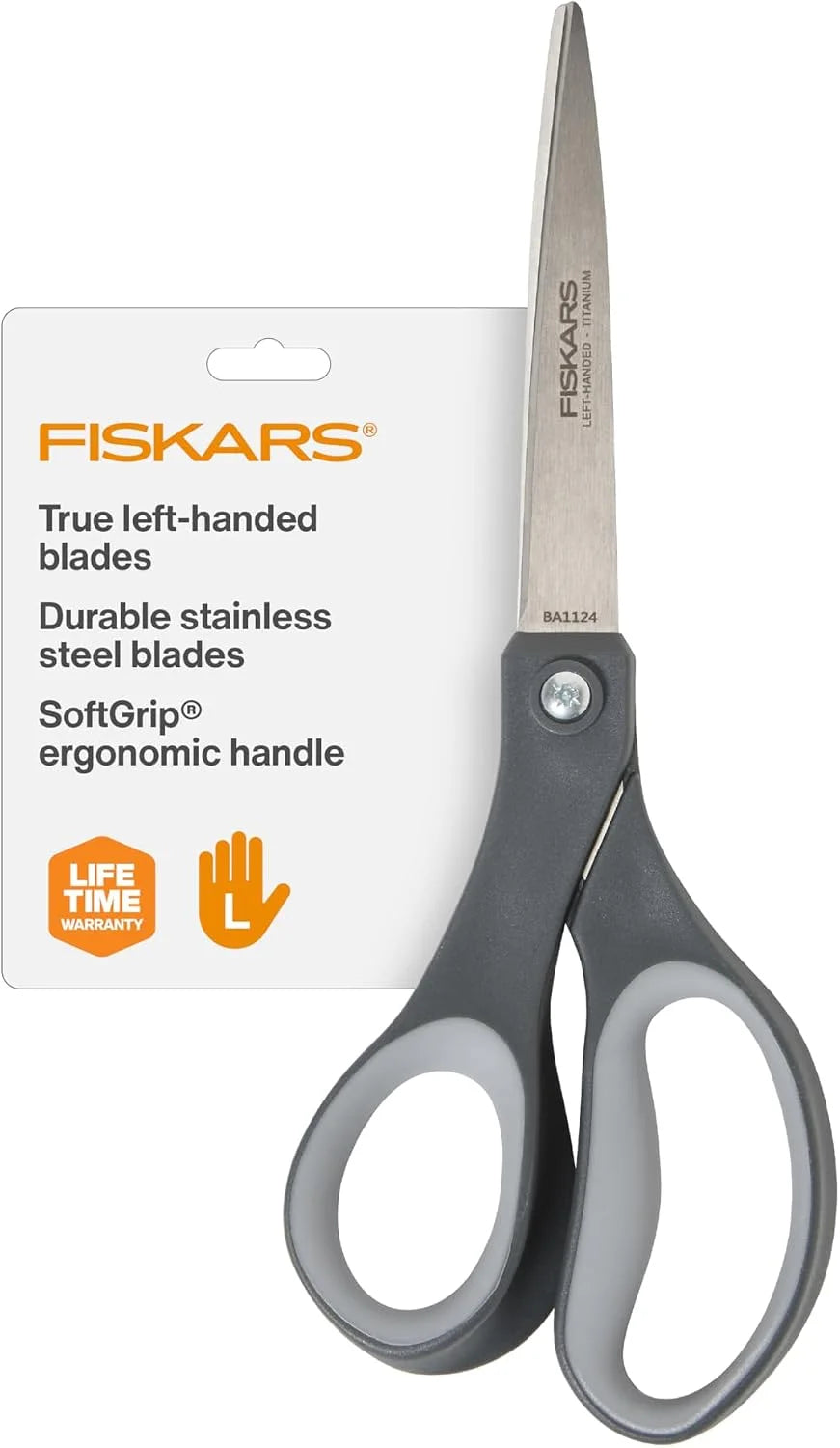 Fiskars 8" Left-Handed Titanium All Purpose Scissors for Office