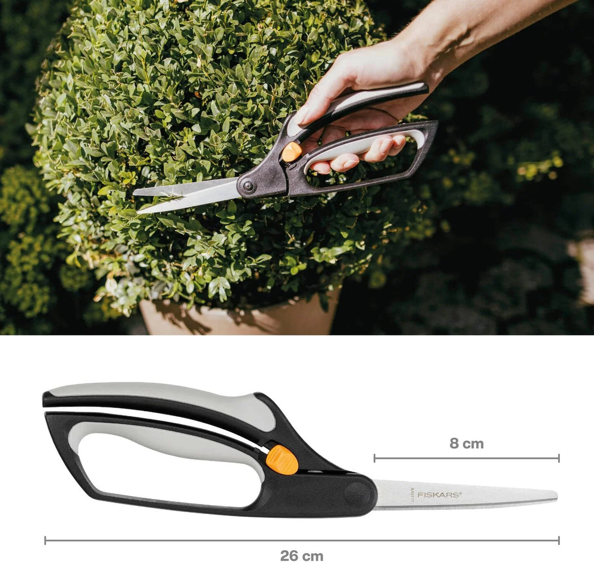 Fiskars Softouch Spring action, grass and boxwood shears, Length: 26 cm