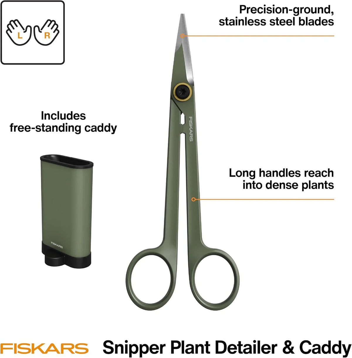 Fiskars 6" Plant Detailer Snips & Holder, Precision Indoor Gardening Tool