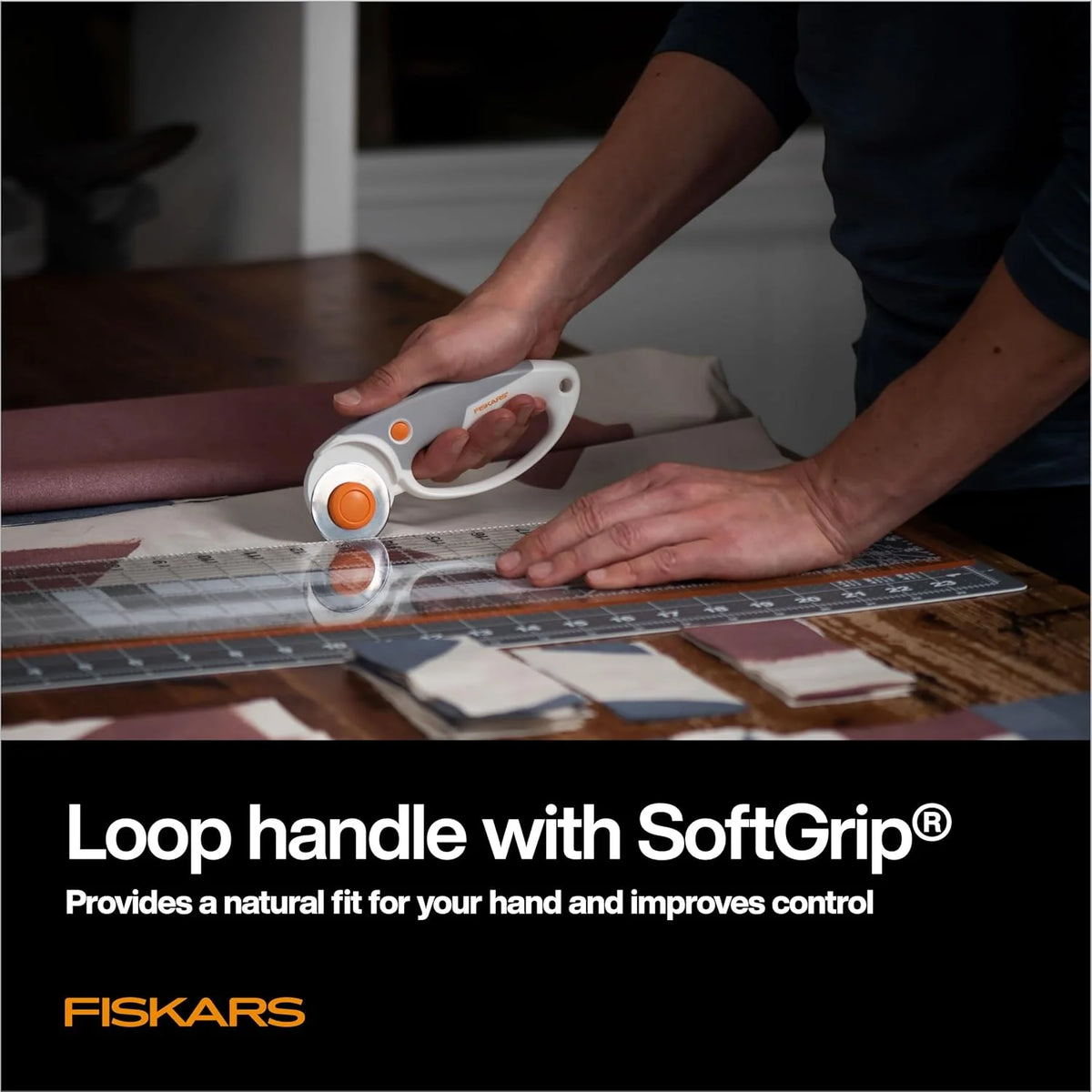 Fiskars 45mm Loop Titanium SoftGrip Rotary Cutter for Fabric
