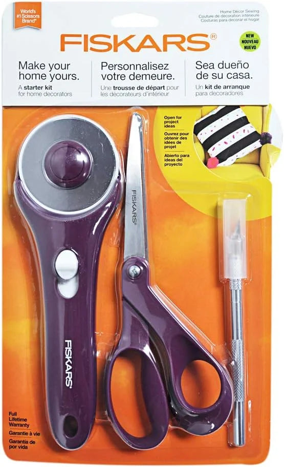 Fiskars 3-Piece Crafts Home Decor Sewing Starter Kit, Purple