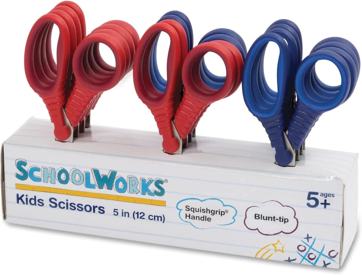 Fiskars 5" Blunt-Tip Scissors for Kids Ages 4-7, Red & Blue, 12-Pack