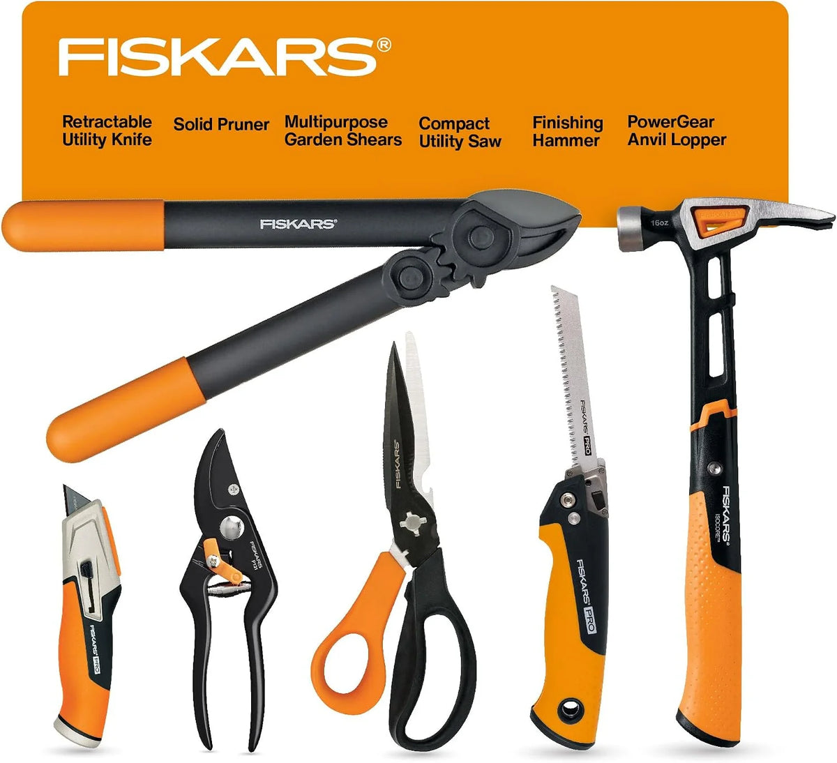 Fiskars 6-Piece Indoor DIY and Outdoor Gardening Home Essentials Tool Set