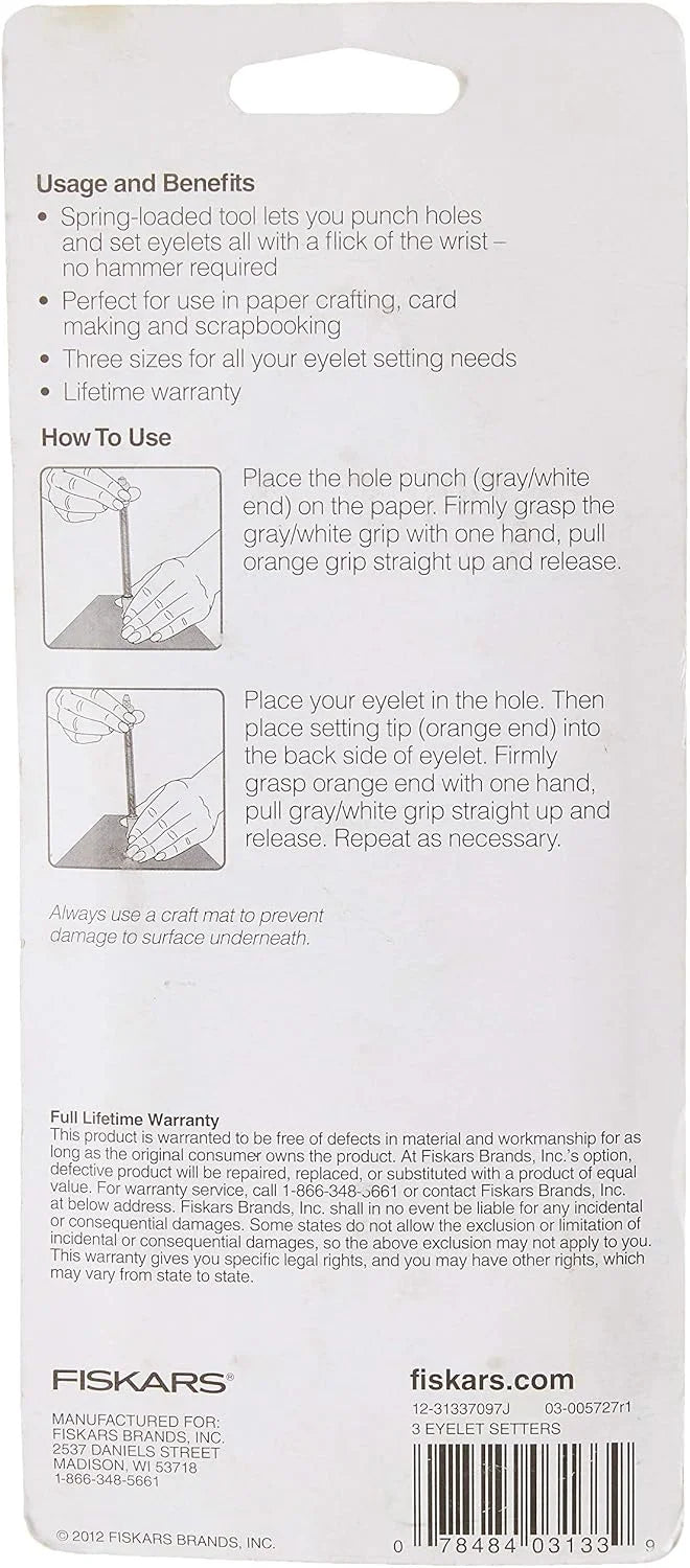 Fiskars 3-Piece Eyelet Setter Punch Tool Set, Craft & Scrapbooking