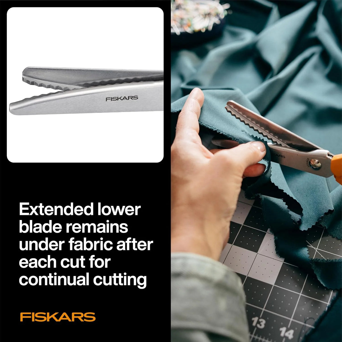 Fiskars 8" Orange-Handled Pinking Shears for Fabric Cutting & Sewing