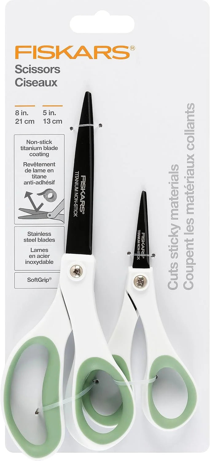 Fiskars 8" & 5" Everyday Titanium SoftGrip All Purpose Scissors Set, 2-Pack