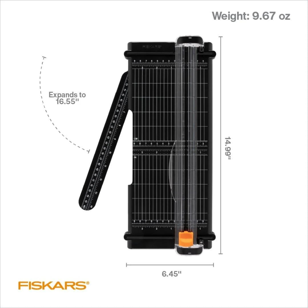 Fiskars Recycled SureCut Portable Paper Cutter, 12" Cut Length