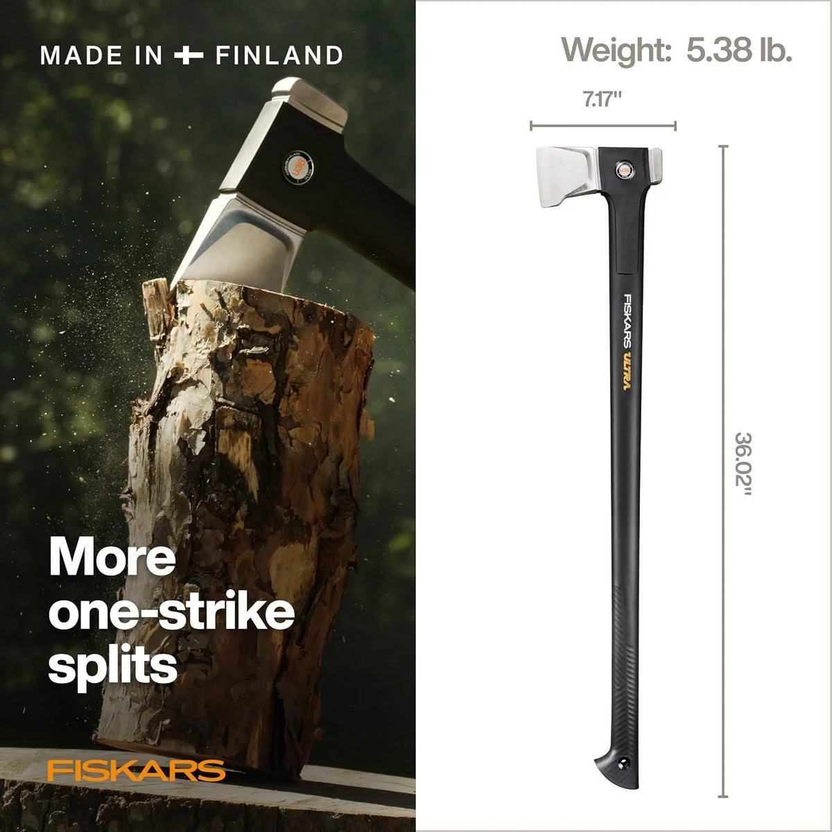 Fiskars Ultra Splitting Axe U36, RazorEdge Blade & ToughCoat Plating