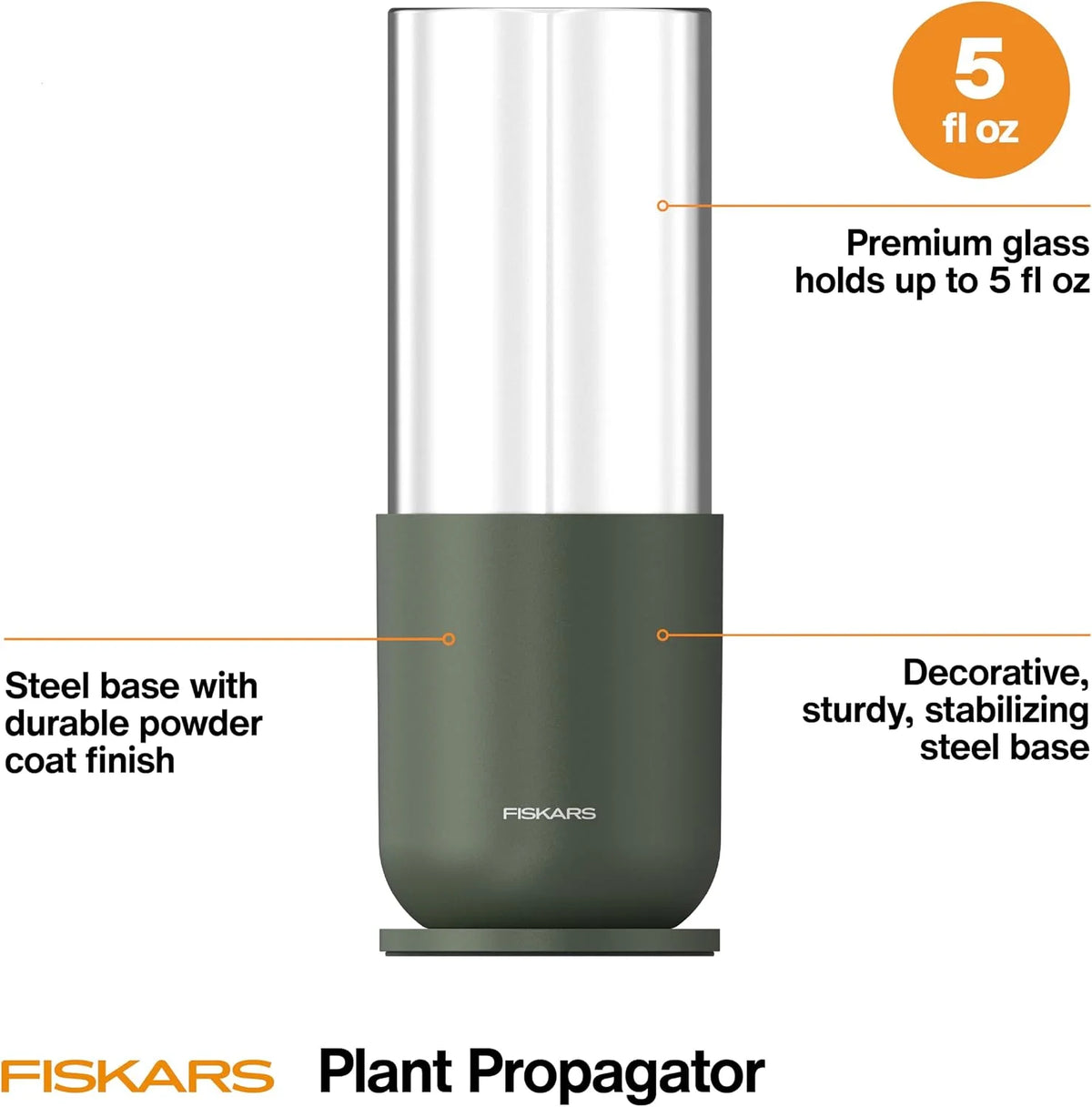 Fiskars 5oz Plant Propagator Glass Vase for Hydroponic Indoor Gardening