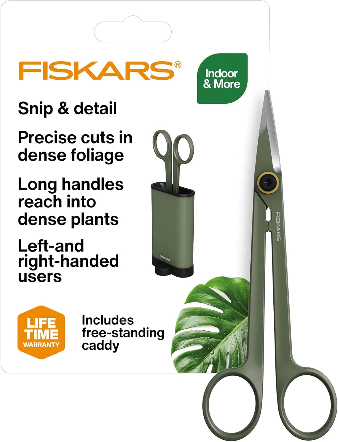 Fiskars 6" Plant Detailer Snips & Holder, Precision Indoor Gardening Tool