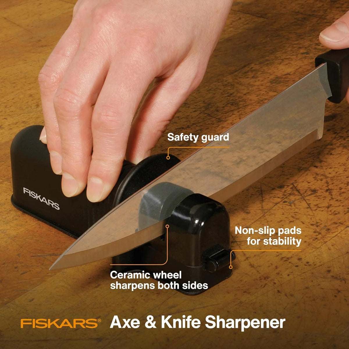 Fiskars Axe and Knife Blade Sharpener - Outdoor and Backyard Tools - Black(Pack of 6)