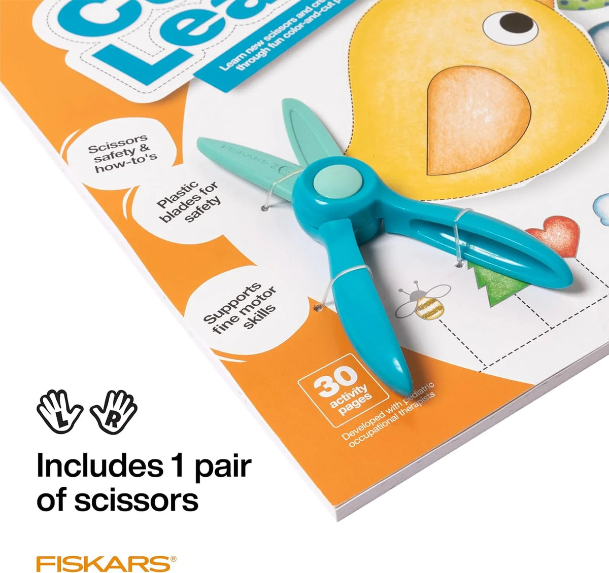 Fiskars Toddler Activity Book with Safety Scissors, For Kids Ages 2, 3, 4+