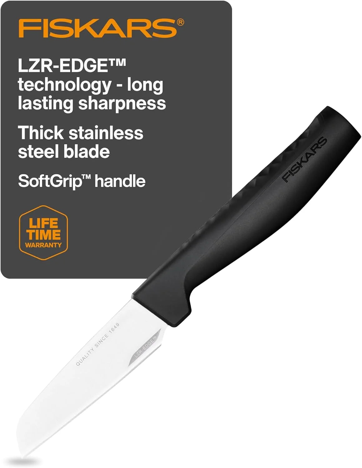 Fiskars 3.5" Hard Edge Peeling Knife, Japanese Stainless Steel Blade