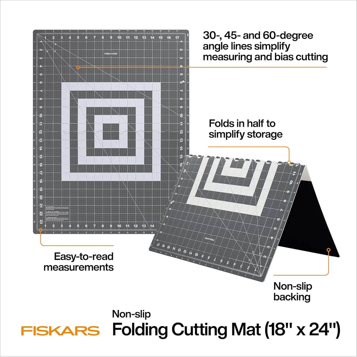 Fiskars 18" x 24" Folding Self Healing Cutting Mat for Travel and Storage