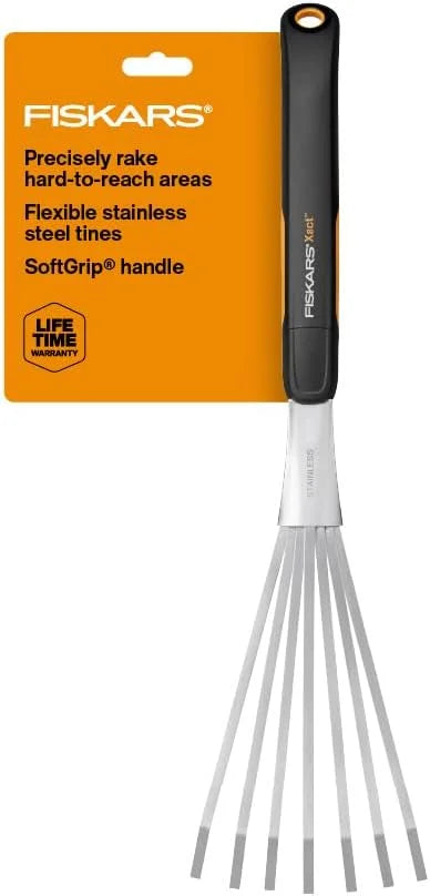 Fiskars Xact Hand Rake, Ergonomic Handle for Heavy Duty Gardening
