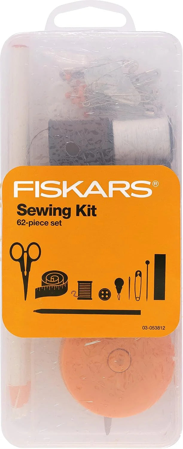 Fiskars 62-Piece Sewing Kit with Scissors, Clear