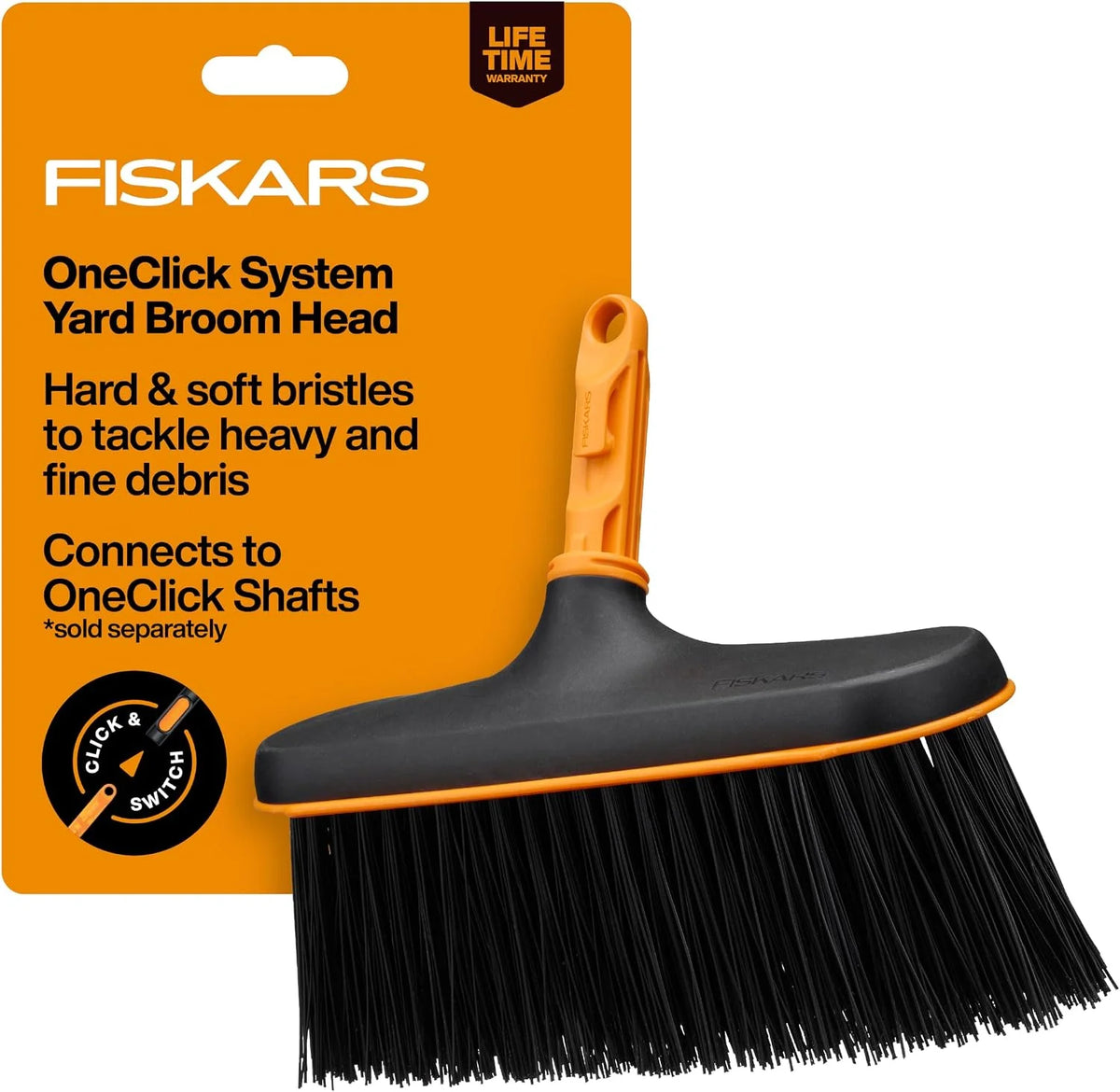 Fiskars OneClick Space-Saving Yard Push Broom Head for Garden Tool System