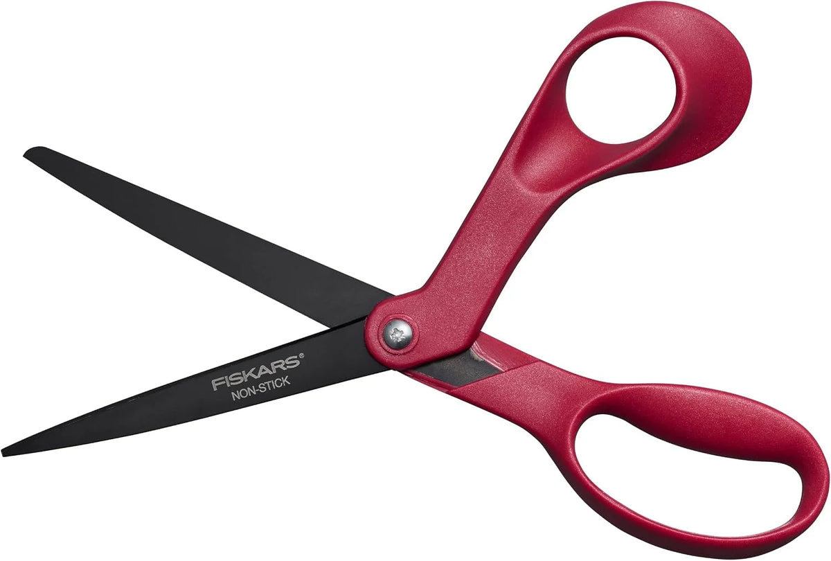 Fiskars 8" Non-Stick Designer Explore Collection Scissors, Wild Cherry