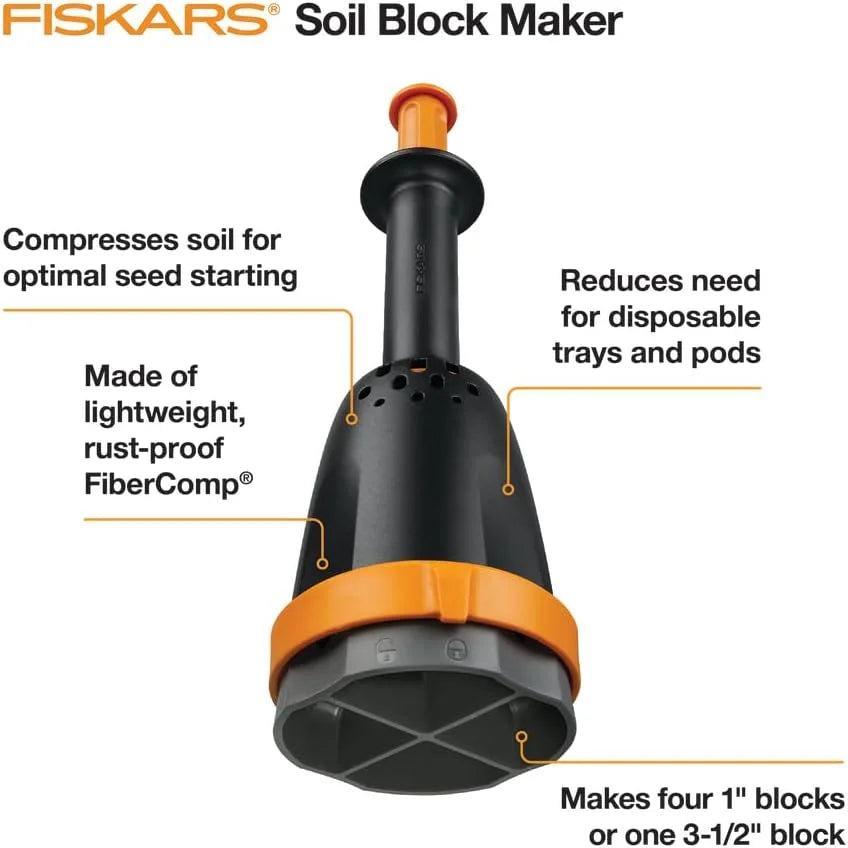 Fiskars Garden Soil Block Maker for Plant Seeds with Natural Air Pruning