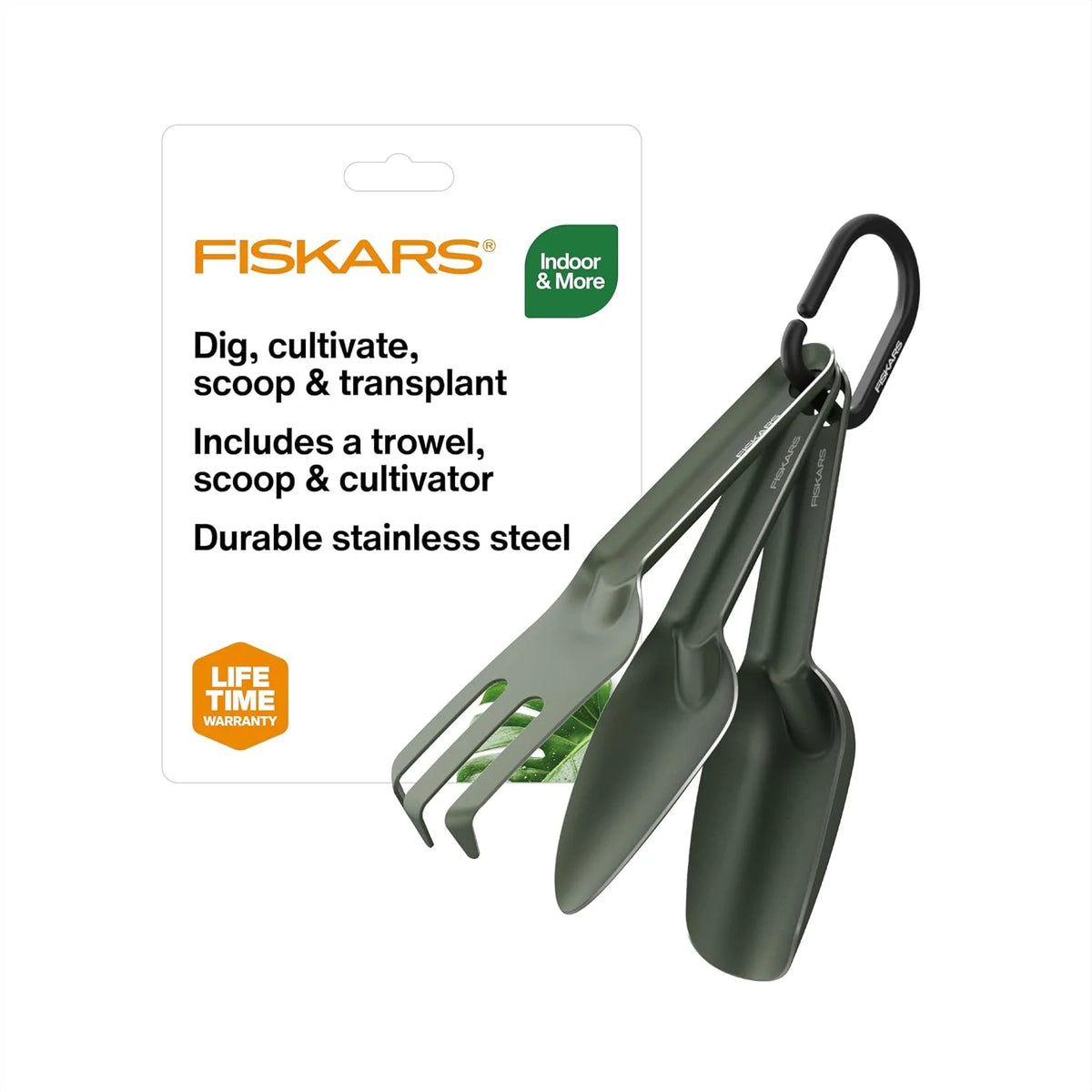 Fiskars 3-Piece House Plant Cultivating Tool Set for Indoor Gardening