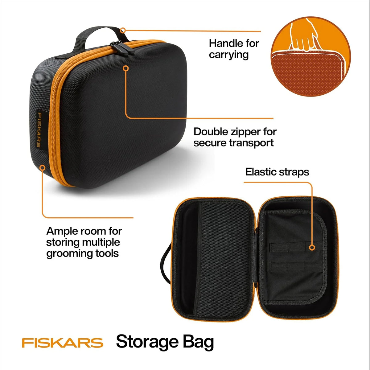 Fiskars Pet Grooming Tool Organizer Case & Storage Bag for Dogs and Cats