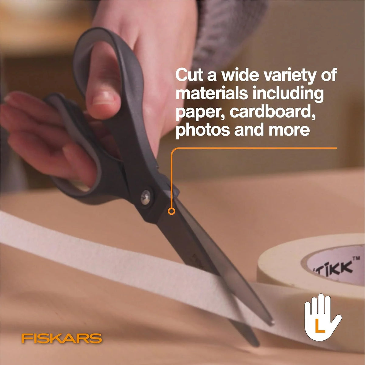 Fiskars 8" Left-Handed Titanium All Purpose Scissors for Office