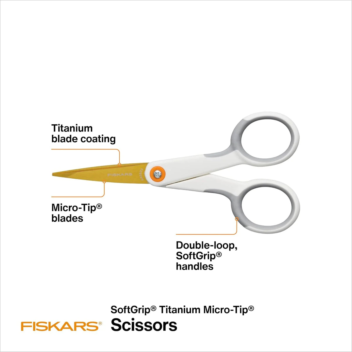 Fiskars 5" Micro-Tip Titanium Scissors, Precision Craft Scissors