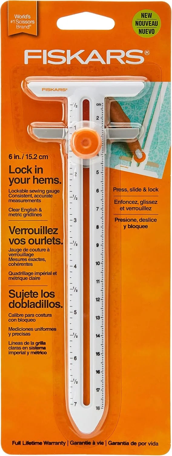Fiskars 6" Sewing Gauge, Lock in Fabric Measurements at 1/8" Increments